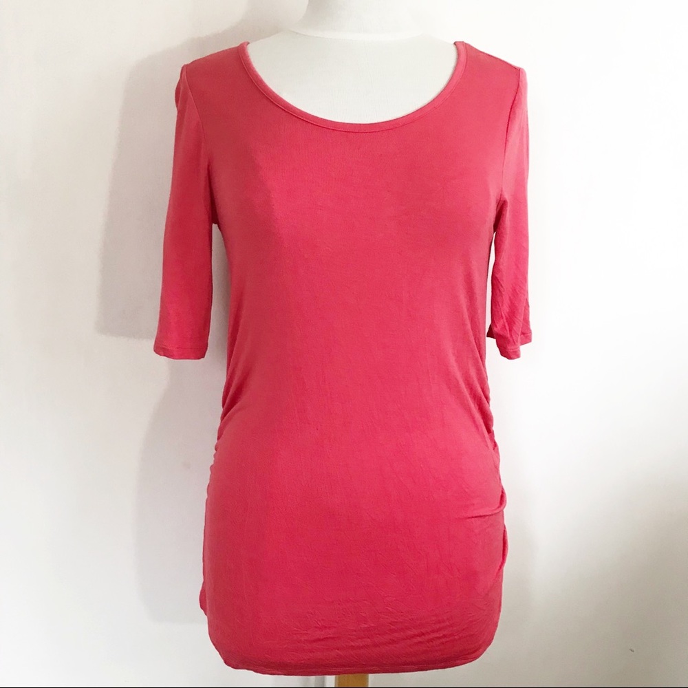 A:GLOW Kohl’s u neck ruched side maternity top S